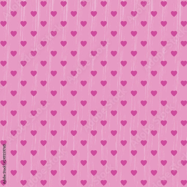 Fototapeta Vector seamless pattern with hearts and dots, romantic wallpaper, grunge background for mother's day or valentine's day, 8th march