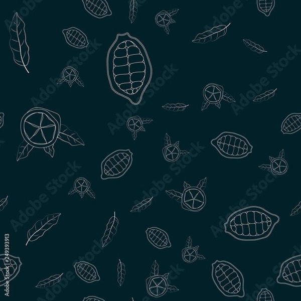 Fototapeta exotic cacao vector print. Cupuacu cupuassu, cupuazu and copoasu seamless pattern.