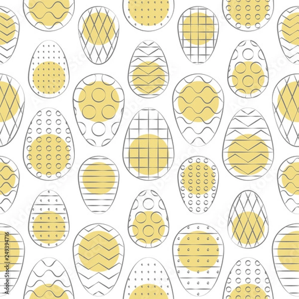 Fototapeta Easter seamless pattern. Flat design. Easter eggs with golden elements. Vector Illustration.