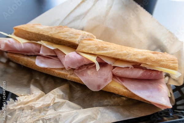 Obraz ham and cheese baguette sandwich