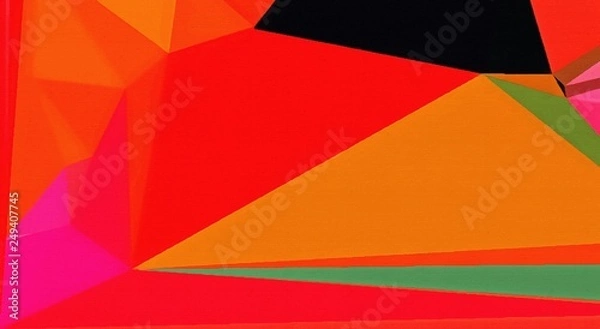 Fototapeta Abstract polygonal background. Geometric concept texture. Graphic low poly unusual pattern. Triangles design backdrop. Multicolor bright futuristic artwork. Macro crystal art. Painted on paper cover. 