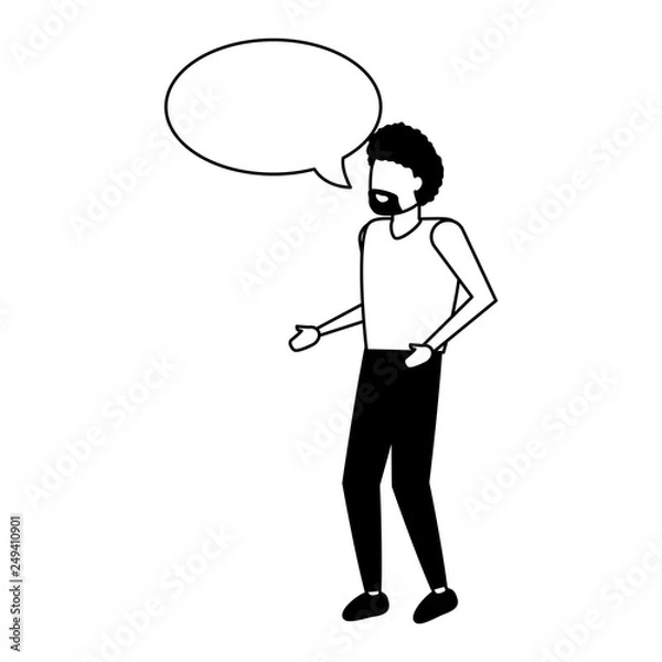 Fototapeta man standing with speech bubble