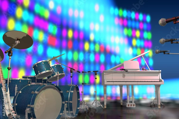 Fototapeta musical instruments on a music stage