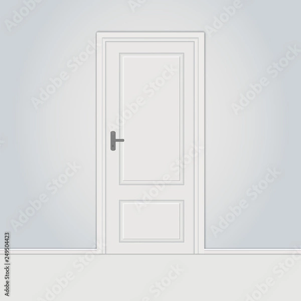 Obraz Vector realistic closed white entrance door