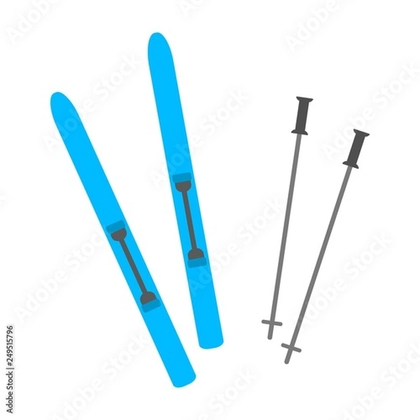 Fototapeta スキーの板とストック