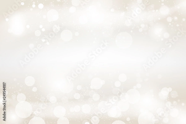 Fototapeta White and gold abstract Bokeh background, celebration seasonal holiday vector illustration