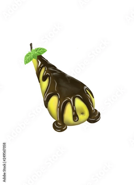 Obraz  Ripe pear in chocolate. Gourmet Dish