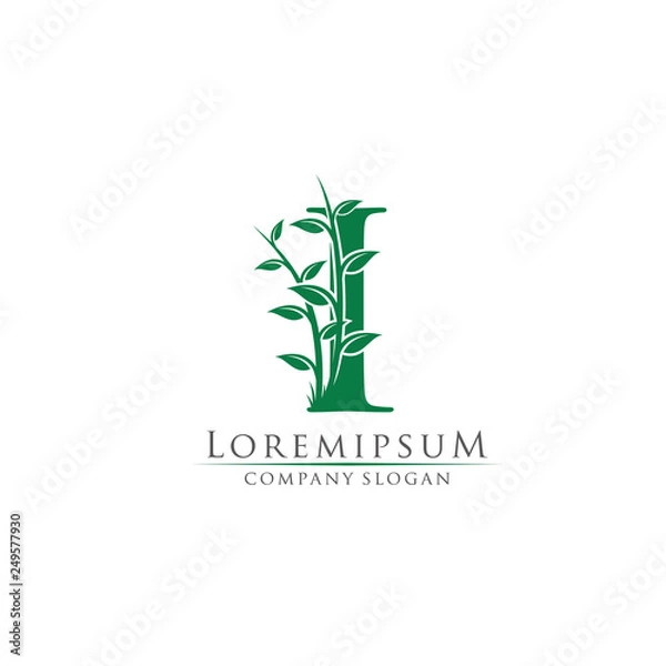 Fototapeta Green Bamboo I Letter logo