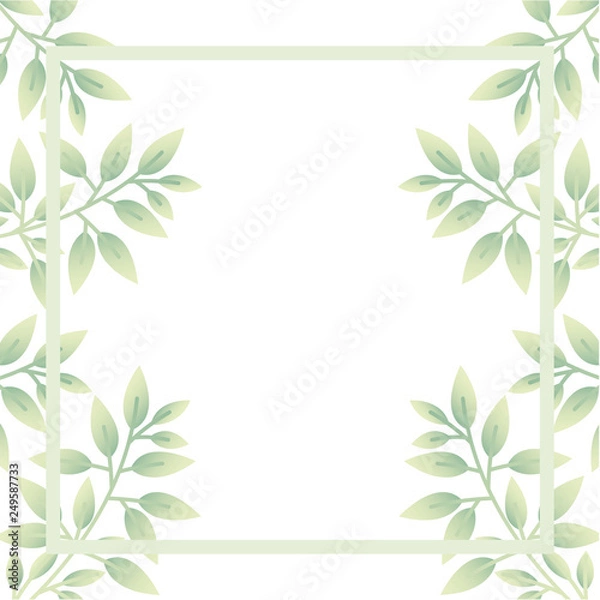 Fototapeta branch and leaf with frame isolated icon