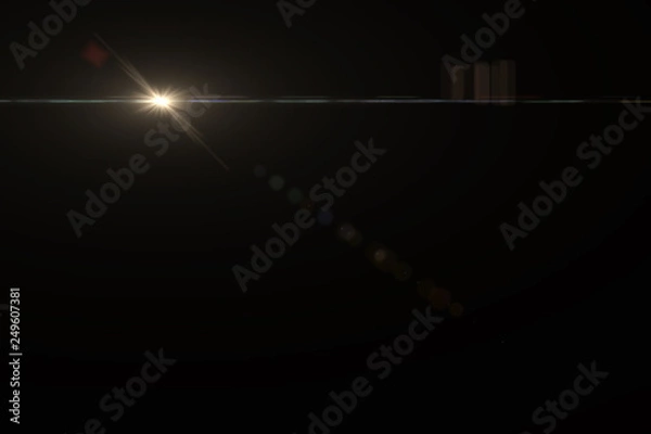 Fototapeta Anamorphic Lens Flare on Black Background
