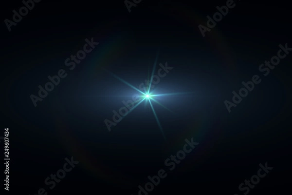 Fototapeta Anamorphic Lens Flare on Black Background