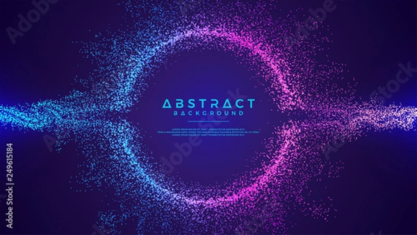 Obraz Dynamic abstract liquid flow particles background. Shining abstract particle flow background. Futuristic background with dots combination. Eps10 Vector background.