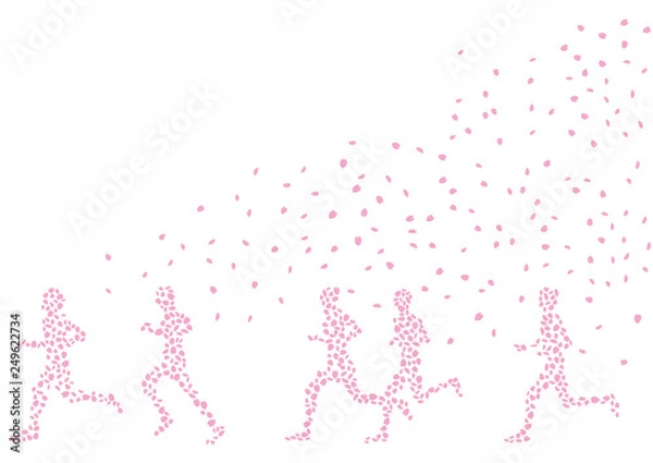 Obraz 桜吹雪とランナー