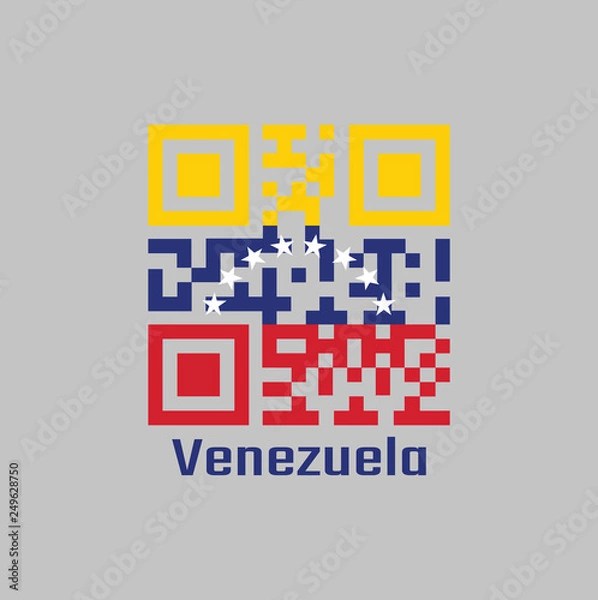 Fototapeta QR code set the color of Venezuela flag. yellow blue and red with an arc of eight white stars centered on the blue band.