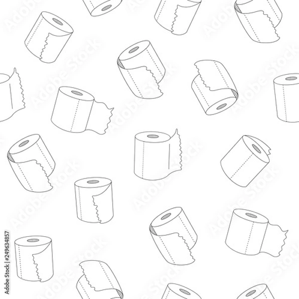 Fototapeta Vector seamless bath tissue rolls pattern