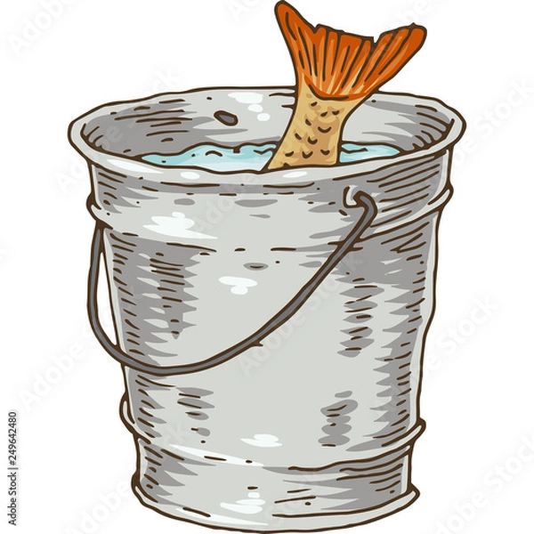 Obraz Fishing Bucket with Catch