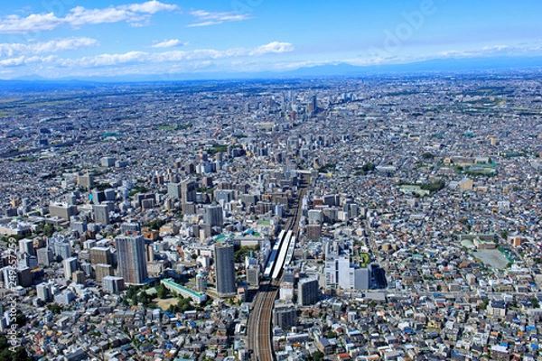 Fototapeta 浦和駅周辺／航空写真、空撮