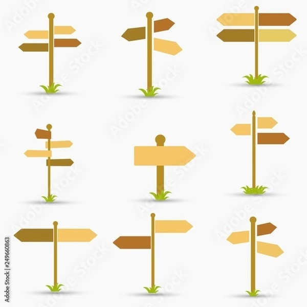 Fototapeta Road signs icons set. Flat design. Vector illustration