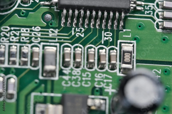 Fototapeta Electronic board with electronic components