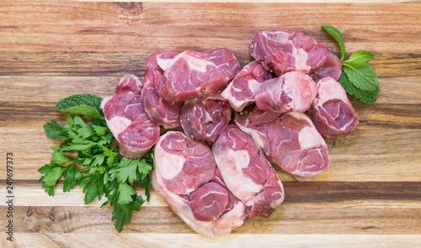 Obraz fresh raw meat lamb knuckle pack mutton red