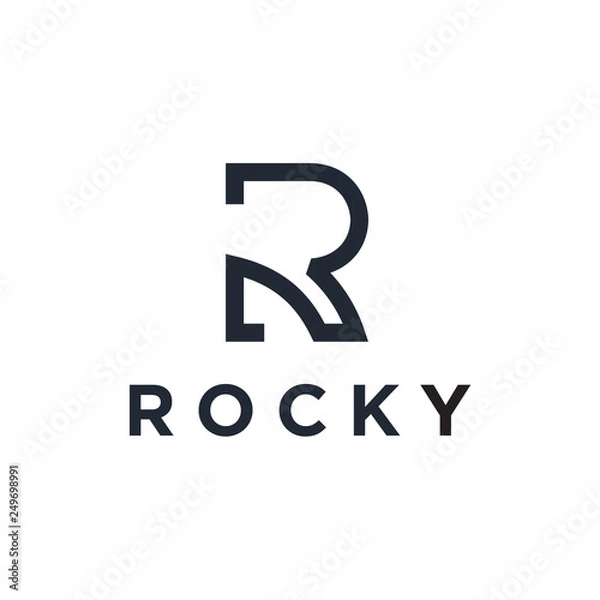 Fototapeta Unique Minimal Style R initial based logo