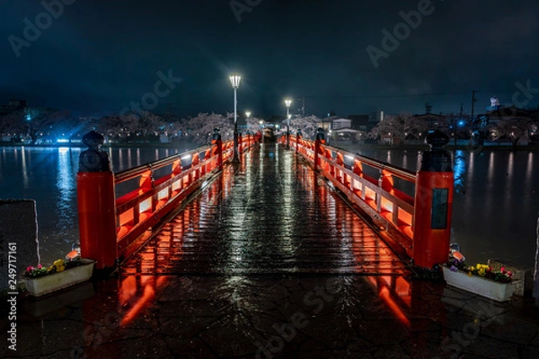 Obraz Red Bridge in rain