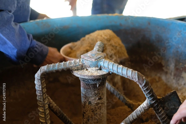 Fototapeta feed mixer. machine for mixing fodder pellet for feeding animal