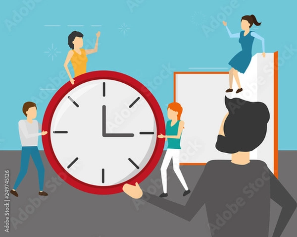 Fototapeta business people clock book