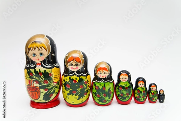 Fototapeta russian matryoshka doll on white background