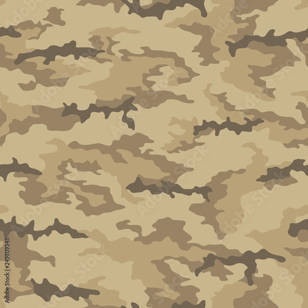 Fototapeta Seamless camouflage pattern. Khaki texture, vector illustration. Camo print background. Abstract military style backdrop