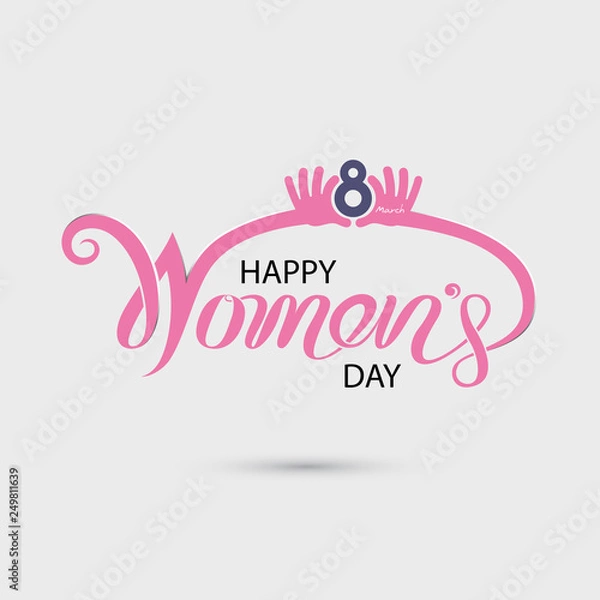Fototapeta Pink Happy International Women's Day Typographical Design Elements.Women's day symbol. Minimalistic design for international women's day concept.Vector illustration
