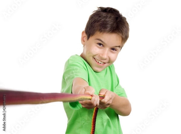 Obraz Boy pulling a rope