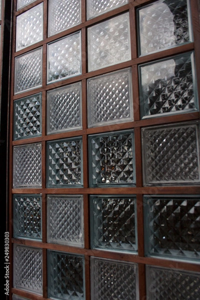 Obraz Textured glass square bricks wall pattern