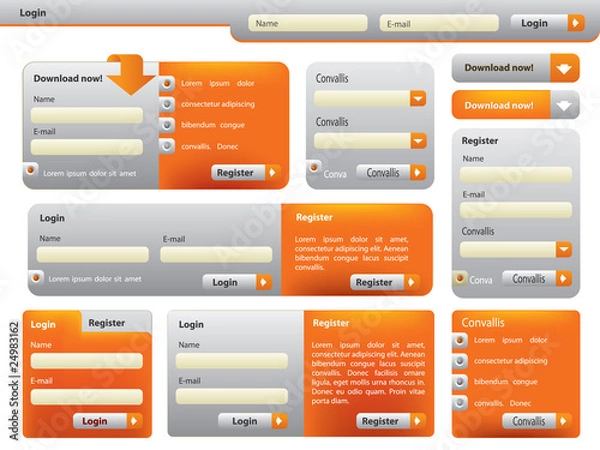 Obraz Website form set - orange silver