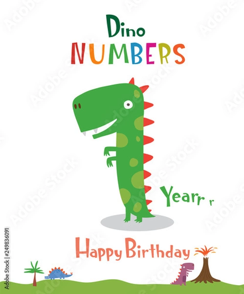 Fototapeta Number 1 in the form of a dinosaur