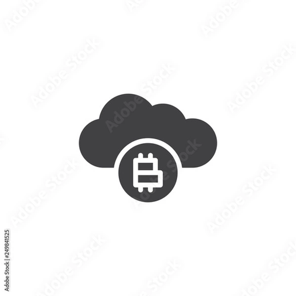 Fototapeta Cryptocurrency cloud mining vector icon. filled flat sign for mobile concept and web design. Bitcoin cloud simple glyph icon. Virtual money symbol, logo illustration. Pixel perfect vector graphics