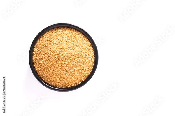Fototapeta Healthy food concept organic Amaranth grains in black ceramic bowl with copy space