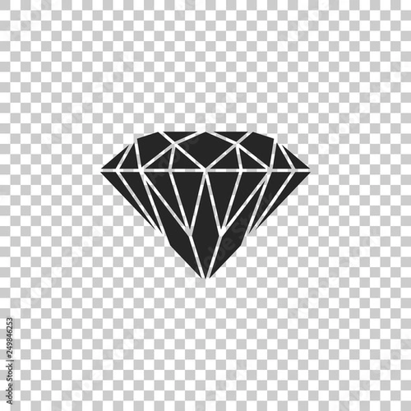 Obraz Diamond sign isolated on transparent background. Jewelry symbol. Gem stone. Flat design. Vector Illustration