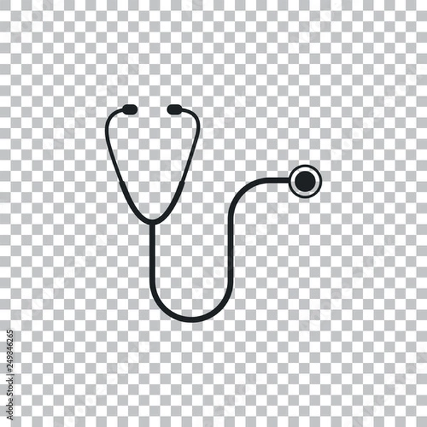 Fototapeta Stethoscope medical instrument icon isolated on transparent background. Flat design. Vector Illustration