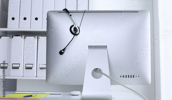 Fototapeta Communication support, call center and customer service help de