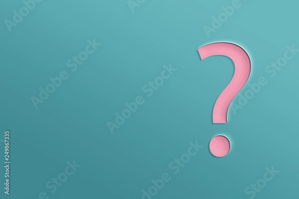 Fototapeta Question Mark symbol on a paper cutout effect, concept of Questions, faq and mystery concept