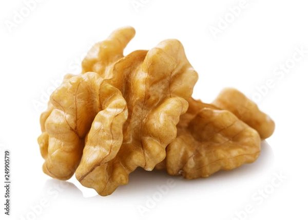 Fototapeta Peeled walnut isolated on white background