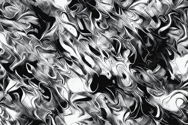 Obraz Black and white mineral oil stains on water with swirls