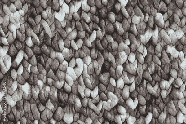 Obraz Blue wool knitting patterns in a blanket handcraft