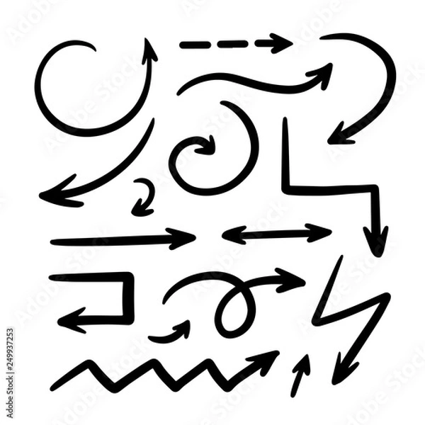 Fototapeta Isolated vector hand drawn arrows set