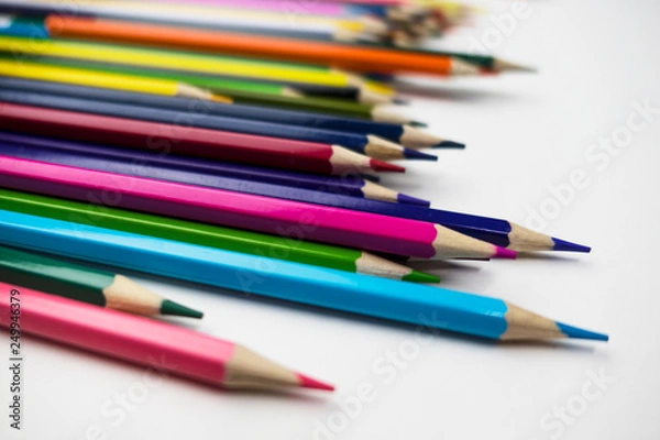 Fototapeta color pencils on white background