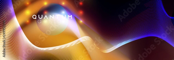 Fototapeta Neon spotlights on fluid abstract vector design