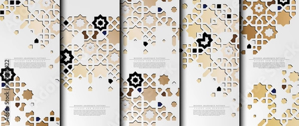 Obraz Modern arabesque pattern collection gold texture background template vector
