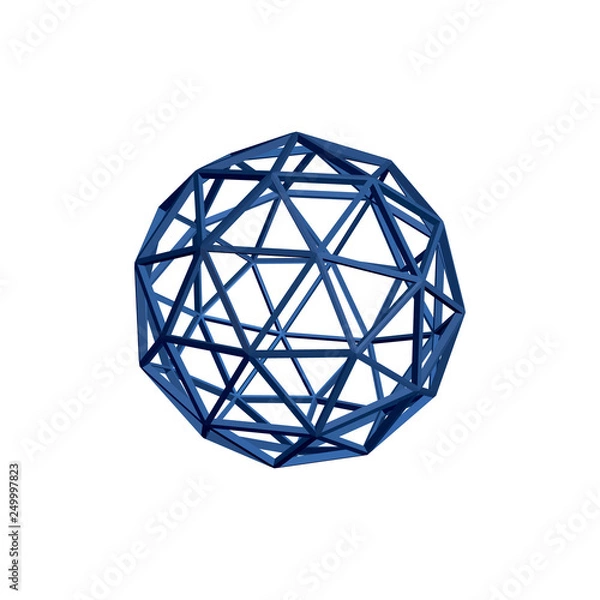 Fototapeta Abstract sphere wireframe. 3d Vector illustration.