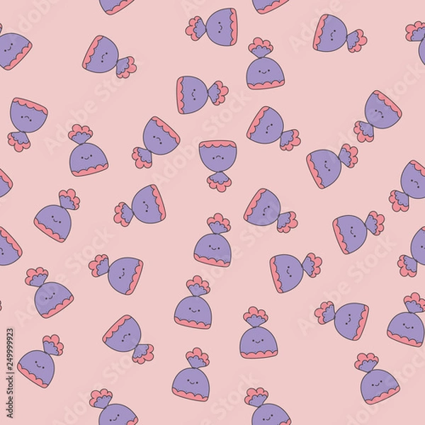 Fototapeta Seamless pattern with candy. Kawaii. Vector
